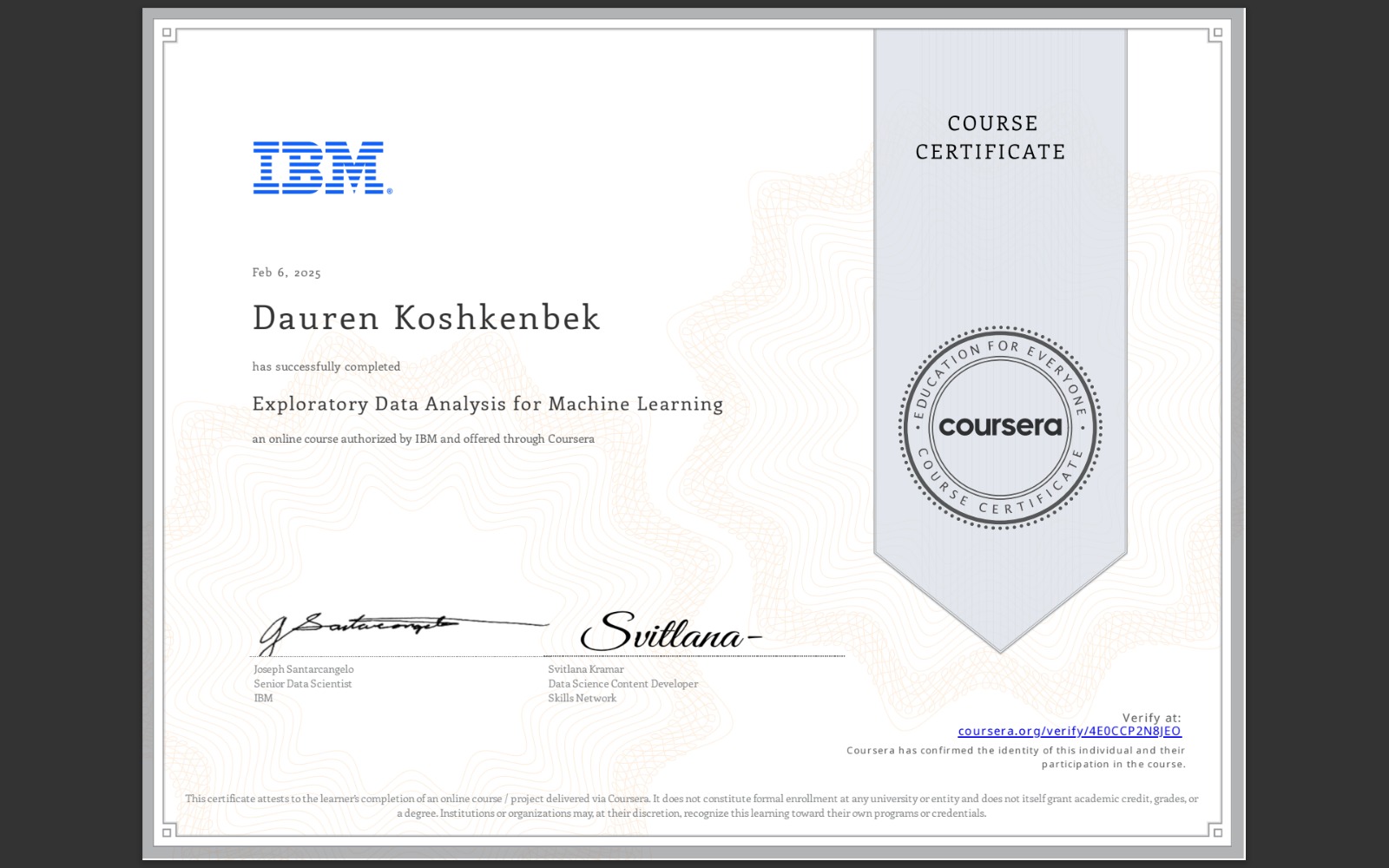 IBM EDA Certificate