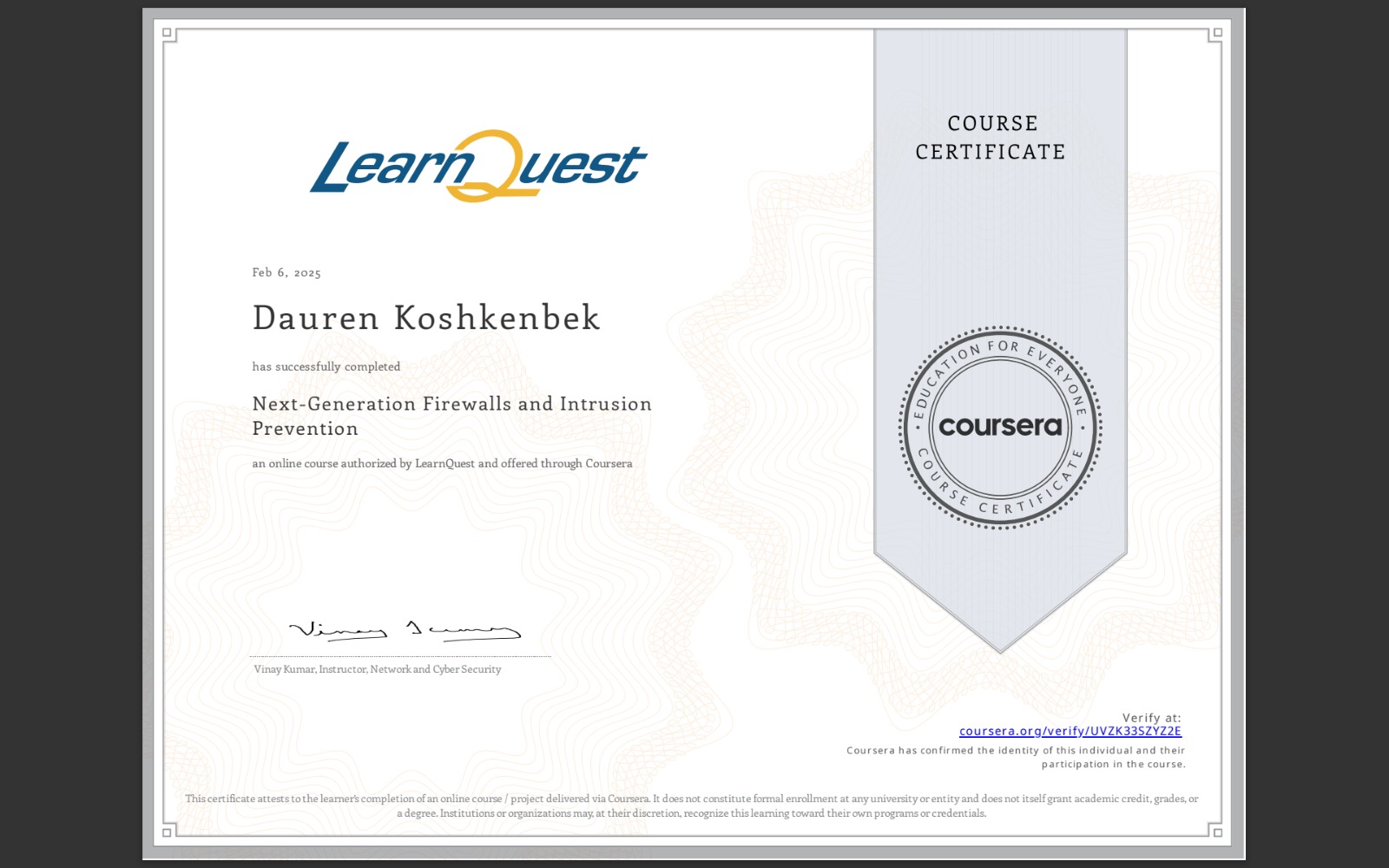 Firewalls Certificate